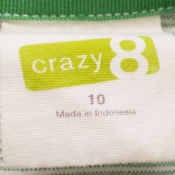 CRAZY 8 Girls Collared Green/White T-Shirt Dress Size:10 - Picture 2 of 7